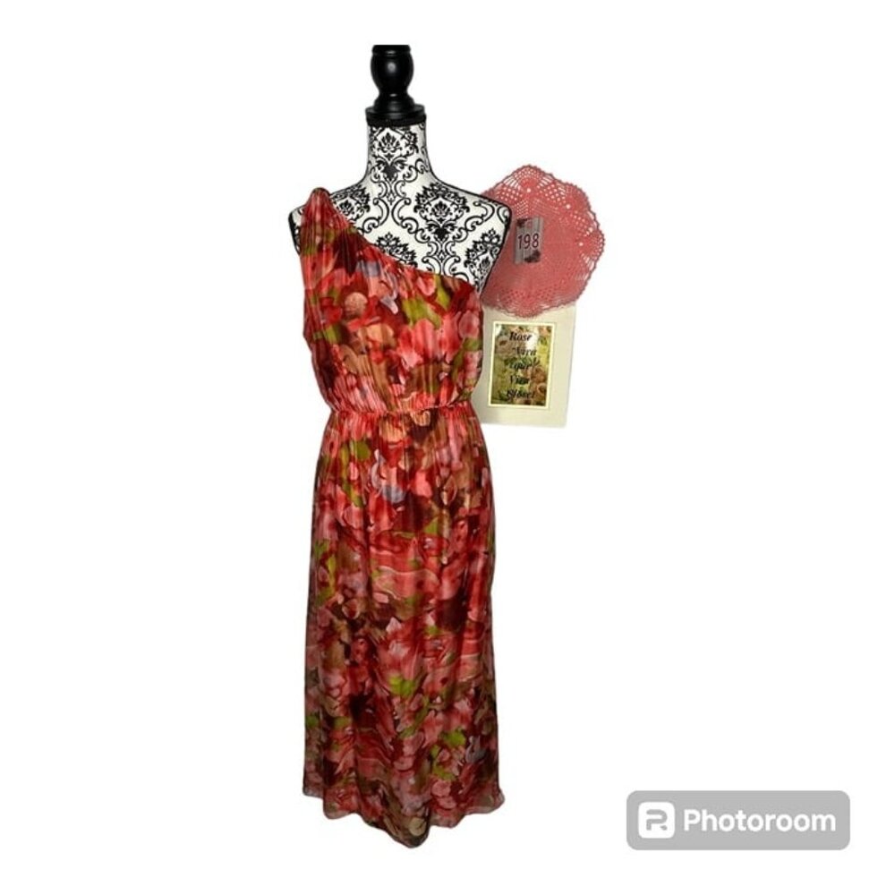 NWT Lara G. Floral Silk Blend One Shoulder Floral Dress Size XL